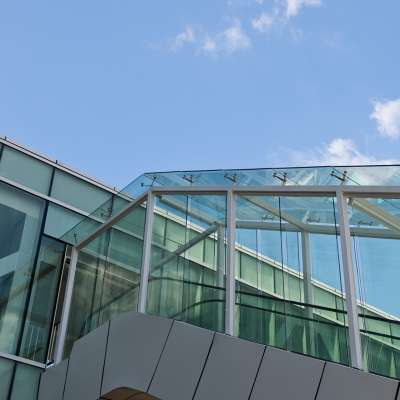 stainless steel balcony frameless balustrade glass railing with handrail bracket