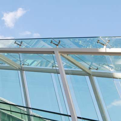 stainless steel balcony frameless balustrade glass railing with handrail bracket