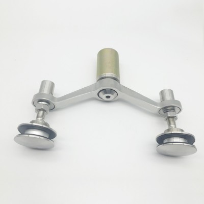 stainless steel point fixed glass curtain wall spider fittings 2 arms with routel and connector 180 degree