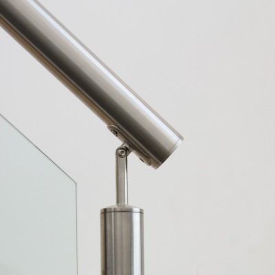 stainless steel balcony frameless balustrade glass railing with handrail bracket