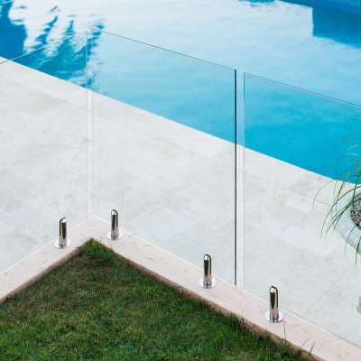 stainless steel balcony frameless balustrade glass railing with handrail bracket